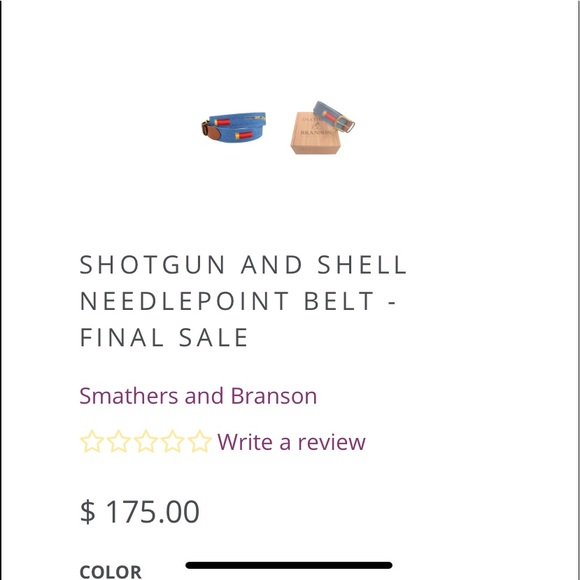 Smathers and Branson shotgun and shell needlepoint belt - Picture 10 of 10